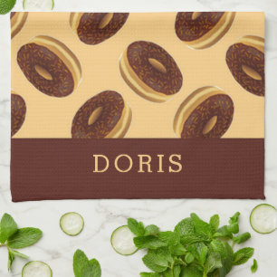 Linge De Cuisine Motif de beignes marron chocolat