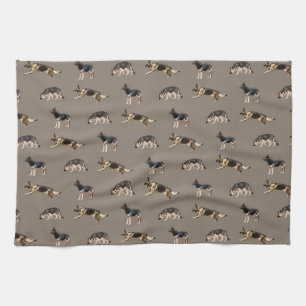 Linge De Cuisine Motif de berger allemand (brun)