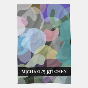 Linge De Cuisine Motif de blocs multicolores Abstrait + nom personn