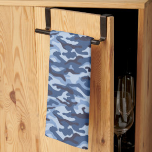 Linge De Cuisine Motif de camouflage bleu foncé