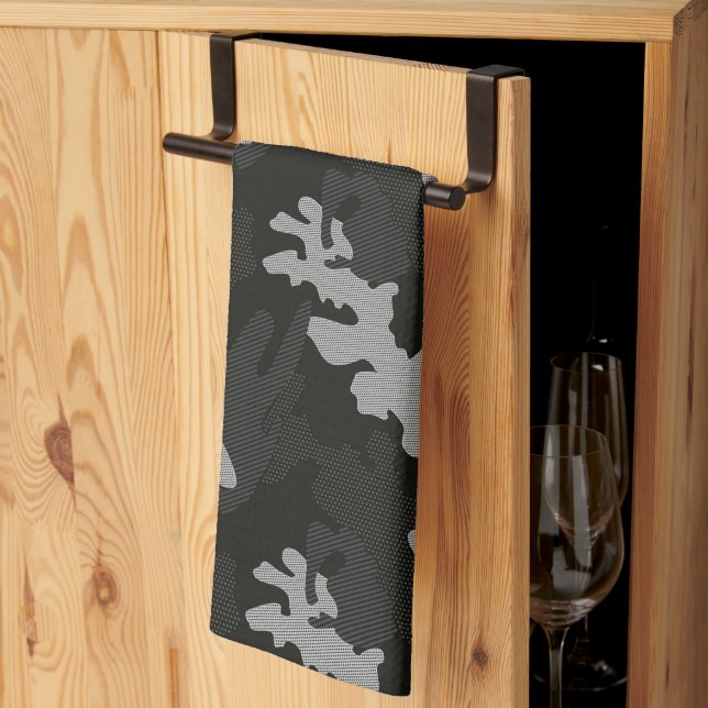 Linge De Cuisine Motif de camouflage noir (Pliage en tiers)