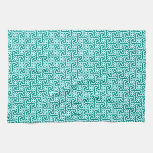 Linge De Cuisine motif de carreau égyptien, turquoise et aqua