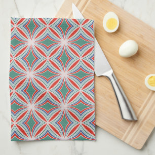 Linge De Cuisine Motif de carreaux rayés Starburst en rouge, vert, 