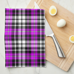 Linge De Cuisine Motif de carreaux tartan à carreaux noirs et viole