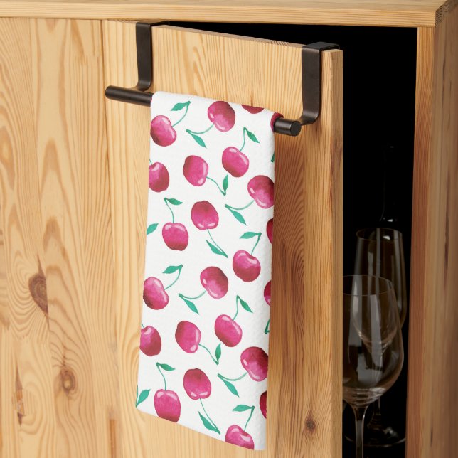Linge De Cuisine Motif de cerise aquarelle (Pliage en tiers)