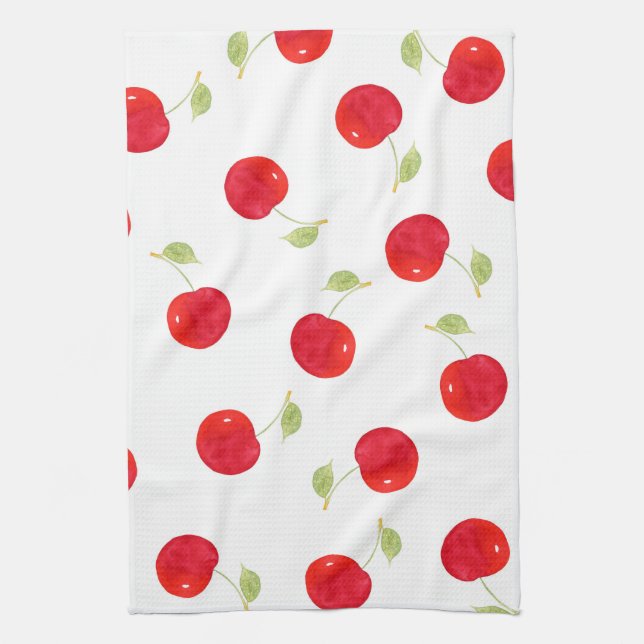 Linge De Cuisine Motif de cerise aquarelle (Vertical)