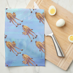 Linge De Cuisine Motif de chameau sur Blue Heads and Tails