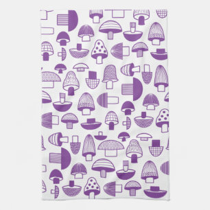 Linge De Cuisine Motif de champignons violets rétro