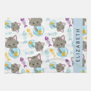 Linge De Cuisine Motif De Chats, Chats Mignons, Chatons, Votre Nom