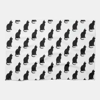 Linge De Cuisine Motif de chats noirs Texture Arrière - plan blanc