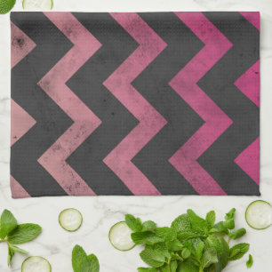 Linge De Cuisine Motif de chevron gris foncé rose magenta