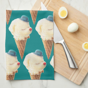 Linge De Cuisine Motif de chiot à crème glacée