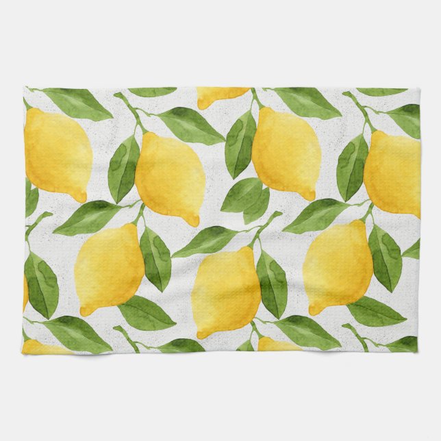 Linge De Cuisine Motif de citrons d'aquarelle (Horizontal)