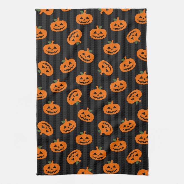 Linge De Cuisine Motif de citrouille de Halloween (Vertical)