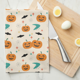 Linge De Cuisine Motif de citrouilles de milieu de siècle Halloween