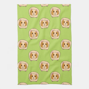 Linge De Cuisine Motif de cobaye, sur le vert