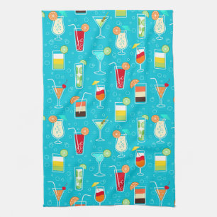 Linge De Cuisine Motif de cocktail sur l'arrière - plan turquoise