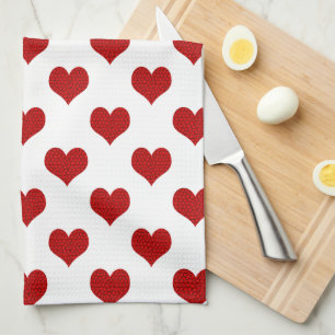 Linge De Cuisine Motif de coeur de mosaïque rouge
