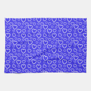 Linge De Cuisine Motif de cœurs d'amour bleus et blancs