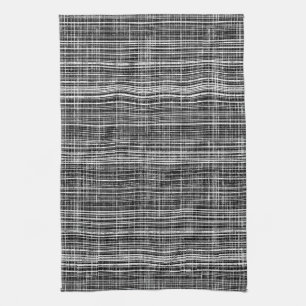 Linge De Cuisine Motif de contrôle noir, blanc et gris