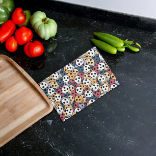 Linge De Cuisine Motif de crânes multicolores