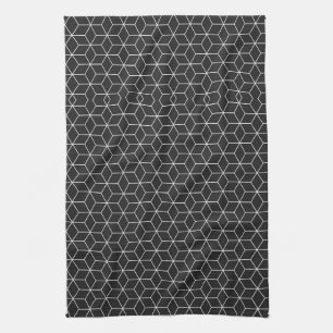 Linge De Cuisine Motif de cube géométrique noir et blanc
