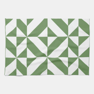 Linge De Cuisine Motif de cube vert laiton foncé