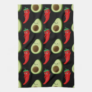 Linge De Cuisine Motif de dessin animé Red Pepper Diva Cute Green A