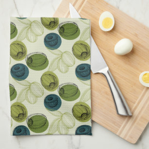 Linge De Cuisine Motif de dessin de croquis vert olive
