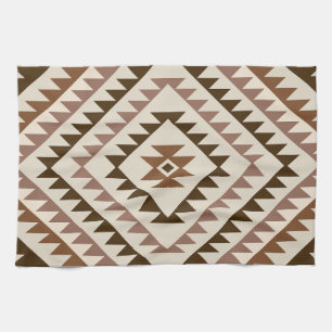 Linge De Cuisine Motif de diamant aztèque marron et crème