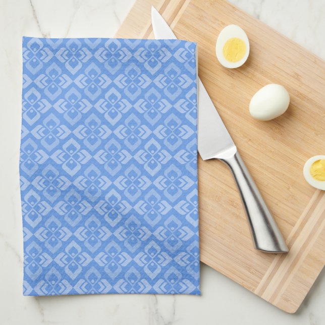 Linge De Cuisine Motif de diamants bleu ciel (Quart Plié)