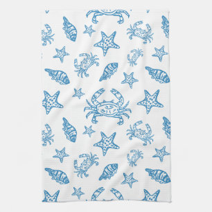 Linge De Cuisine Motif de doodle de créatures marines nautiques