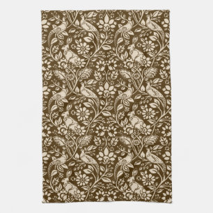 Linge De Cuisine Motif de faisan et lièvre, Brown et beige