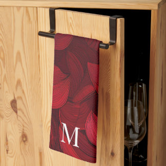 Linge De Cuisine Motif de feuille Abstraite rouge foncé