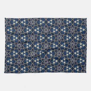 Linge De Cuisine Motif de fleurs bleu minuit