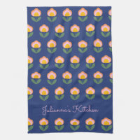 Motif de fleurs bleu scandinave mignon Monogramme