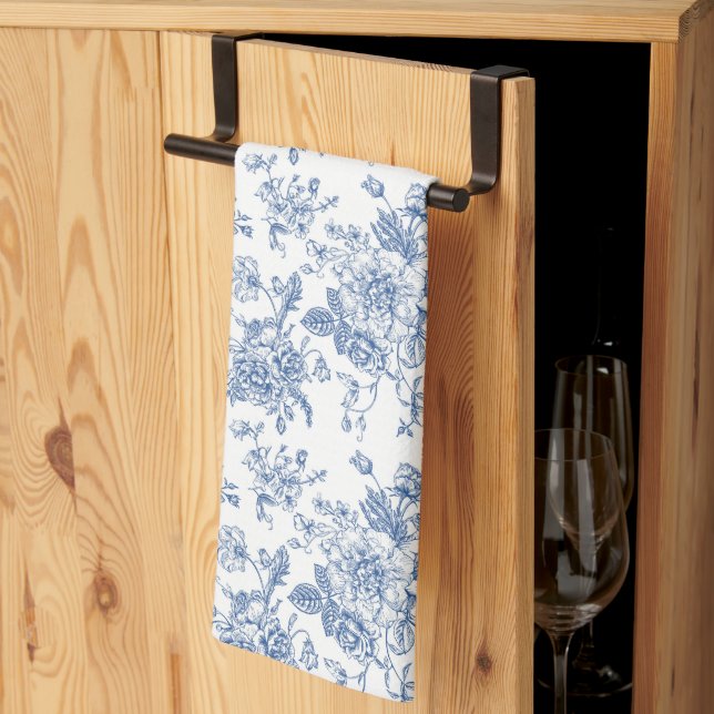 Linge De Cuisine Motif de fleurs bleues (Pliage en tiers)