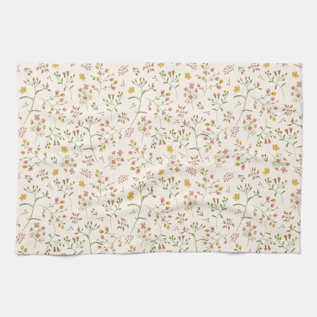 Linge De Cuisine Motif de fleurs d'aquarelle (Horizontal)