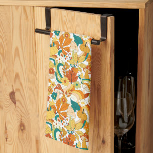 Linge De Cuisine Motif de fleurs de champignons Super rétro
