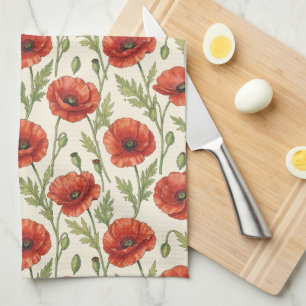 Linge De Cuisine Motif de fleurs de pavot