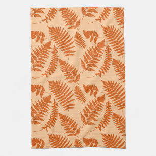 Linge De Cuisine Motif de fougères boisées, Pastel Orange
