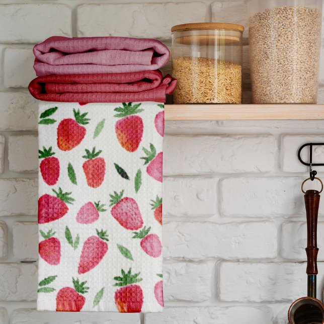 Linge De Cuisine Motif de fraises d'aquarelle mignonne (Créateur téléchargé)