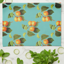 Linge De Cuisine Motif de fruits de pêche vintage orange turquoise