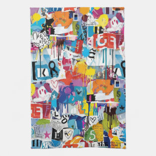 Linge De Cuisine Motif de graffiti urbain coloré (8)