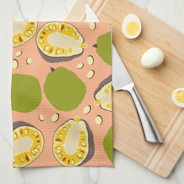 Linge De Cuisine Motif de Jackfruit d'été tropical - Fruit exotique (Quart Plié)