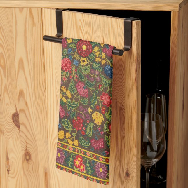 Linge De Cuisine Motif de jardin botanique antique vibrant (Pliage en tiers)