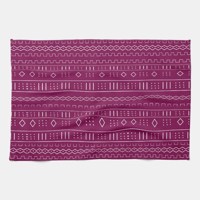 Linge De Cuisine Motif de la boue moderne Cranberry (Horizontal)