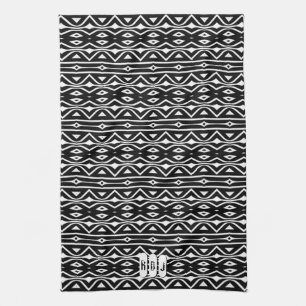 Linge De Cuisine Motif de la tribu noire blanche : Monogramme Décor