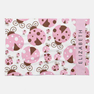 Linge De Cuisine Motif De Ladybugs, Ladybugs Rose, Votre Nom