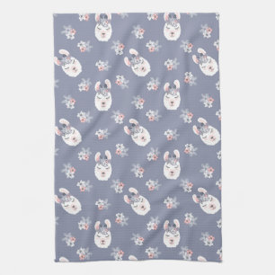 Linge De Cuisine Motif de lamas et de fleurs